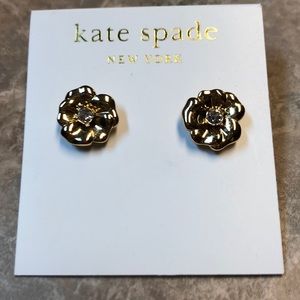 NWT KATE SPADE 14K GOLD FLOWER EARRINGS W CRYSTALS
